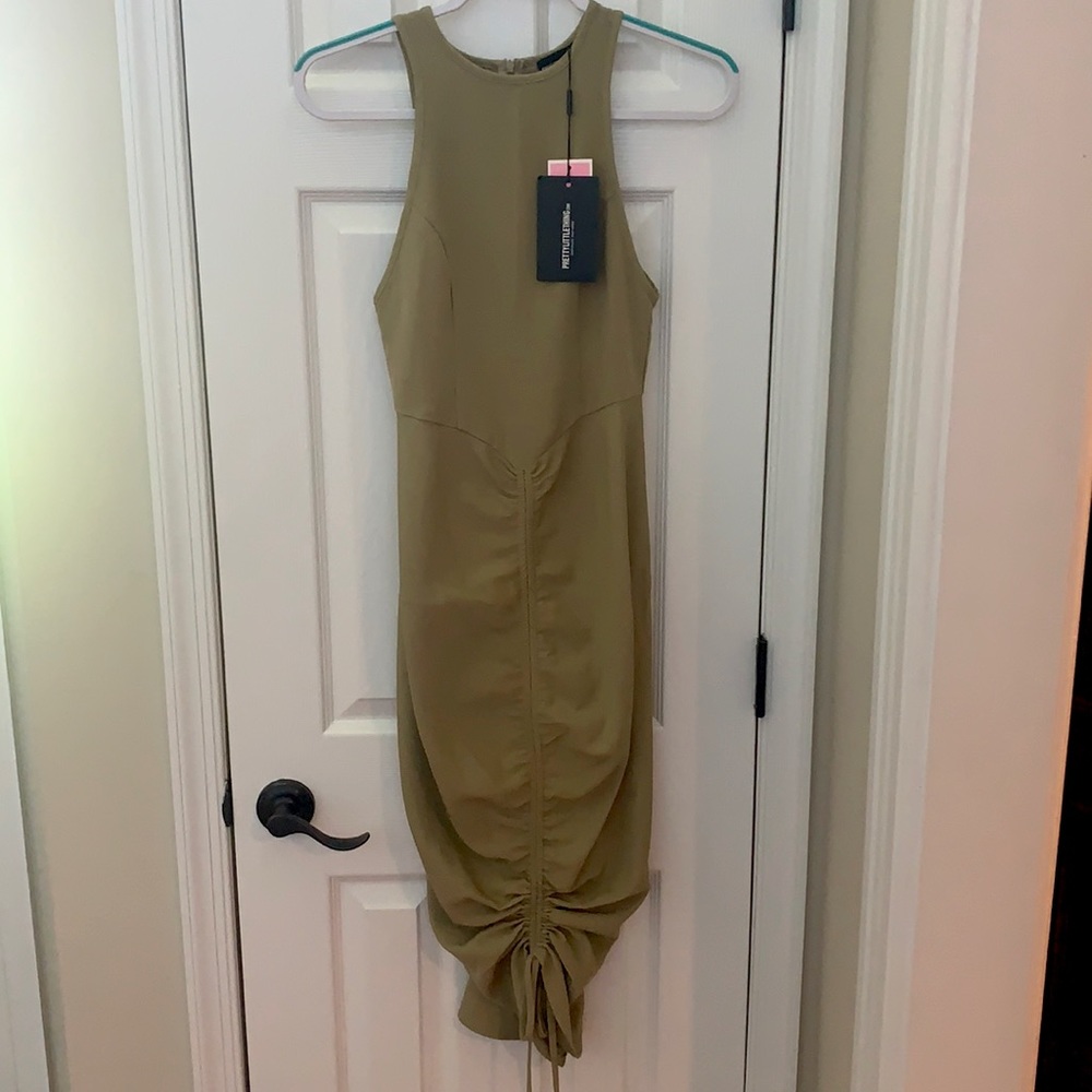 New Prettylittlething, 2, ruched skirt midi dress